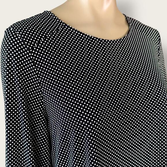 Adrianna Papell Polka Dots 3/4 Sleeve Relax Fit Top Blouse Size L Black & White - Picture 6 of 13
